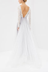 Lace Long Sleeves Open Back Floor-Length Wedding Dresses