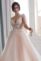 Tulle A-Line/Princess Appliques Lace  wedding dresses