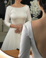 Tulle And Satin Bow Back Wedding Dresses With Sleeves