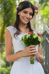 A-Line Two-Piece Lace Top Chiffon Wedding Dresses