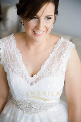 Princess V-neck Lace Tea-length Wedding Dresses