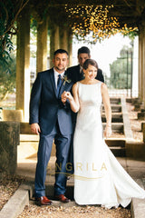 Simple A-line/Princess Sweep Train Wedding Dresses