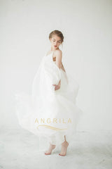 A-line Spaghetti Straps V-neck Long Maternity Wedding Dresses