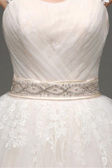 Ball-Gown/Princess Scoop Neck Floor Length Chiffon Wedding Dress With Beading Sequins