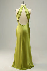 Halter Open Back Long Bridesmaid Dress
