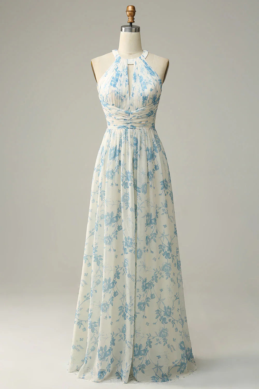 Floral Boho Long Chiffon Bridesmaid Dress