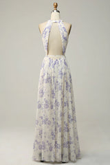 Floral Boho Long Chiffon Bridesmaid Dress