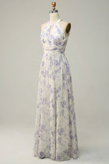 Floral Boho Long Chiffon Bridesmaid Dress