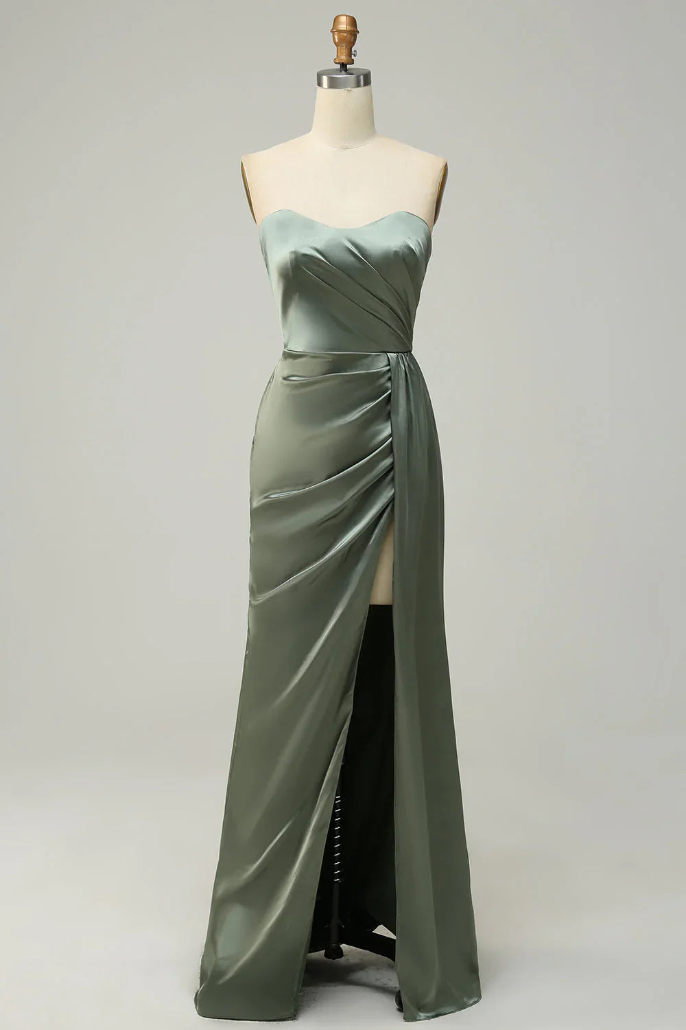 Strapless Long Bridesmaid Dress With Slit