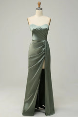 Strapless Long Bridesmaid Dress With Slit