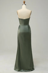 Strapless Long Bridesmaid Dress With Slit