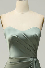 Strapless Long Bridesmaid Dress With Slit