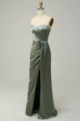 Strapless Long Bridesmaid Dress With Slit