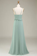 A-Line V-Neck Chiffon Bridesmaid Dress With Ruffles
