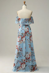 Floral Boho Chiffon Long Bridesmaid Dress