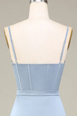 A-Line Spaghetti Straps Satin Long Bridesmaid Dress