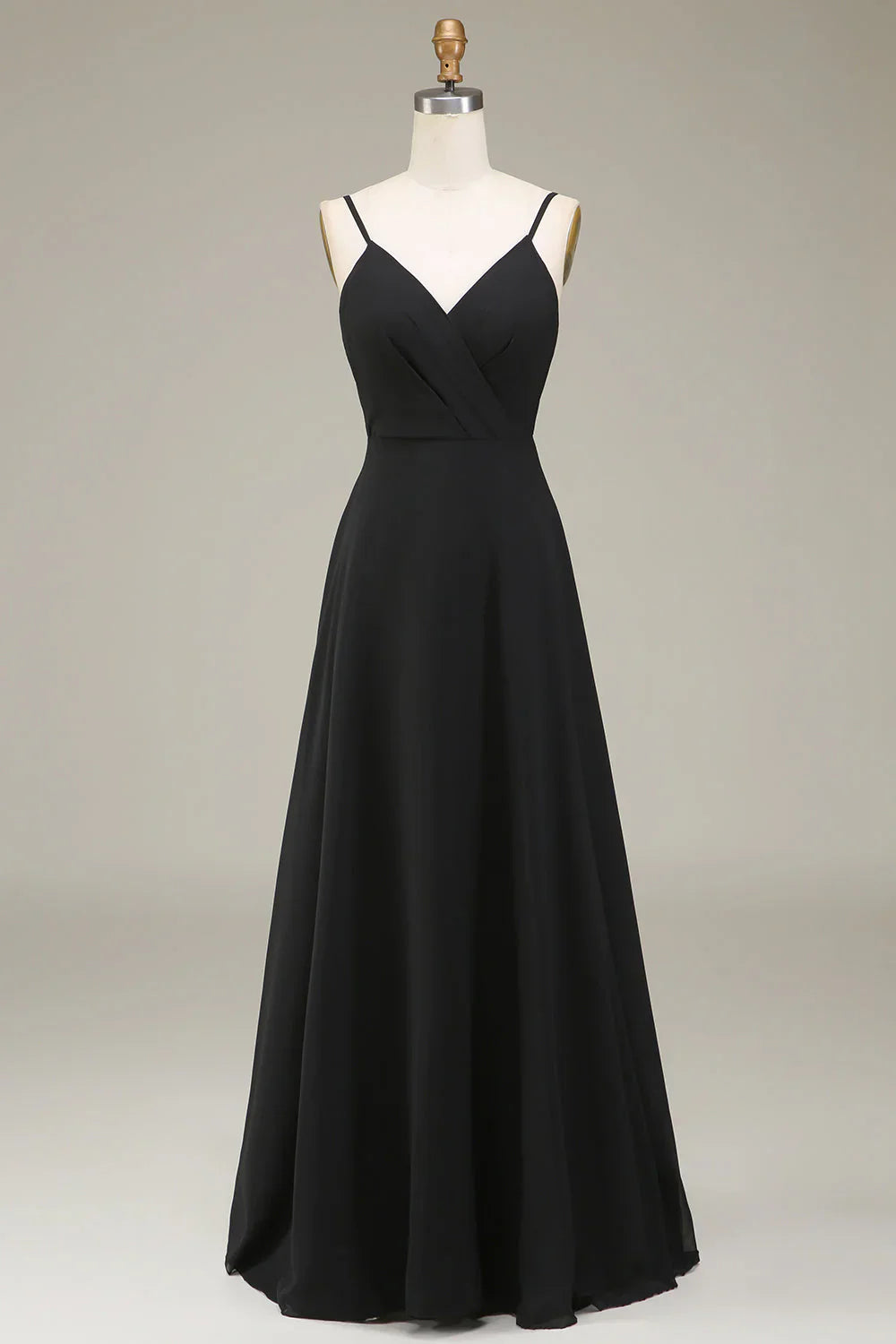 A-Line Spaghetti Straps Chiffon Long Bridesmaid Dress