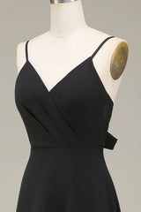 A-Line Spaghetti Straps Chiffon Long Bridesmaid Dress