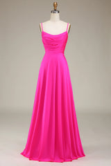 Spaghetti Straps A-Line Prom Bridesmaid Dresses With Pleated