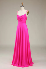 Spaghetti Straps A-Line Prom Bridesmaid Dresses With Pleated