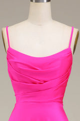 Spaghetti Straps A-Line Prom Bridesmaid Dresses With Pleated