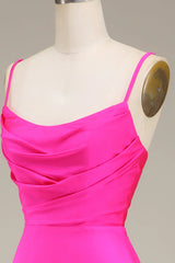 Spaghetti Straps A-Line Prom Bridesmaid Dresses With Pleated