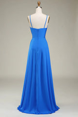 Spaghetti Straps A-Line Prom Bridesmaid Dresses With Pleated