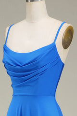 Spaghetti Straps A-Line Prom Bridesmaid Dresses With Pleated