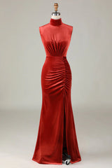 Mermaid Velvet Sleeveless Bridesmaid Dress