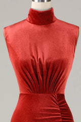 Mermaid Velvet Sleeveless Bridesmaid Dress