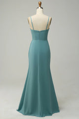 Strapless Thin Shoulder Strap Draped Long Chiffon Bridesmaid Dres s