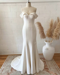 Mermaid Wedding Dress Satin Off Shoulder