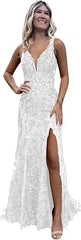 Women's Sparkly Sequin Mermaid Prom Dresses for Teens V Neck Long Formal Evening Party Dresses with Slit Wholesale