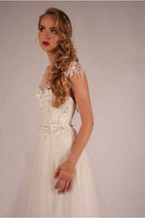 A-line Illusion Tulle Beach Wedding Dresses