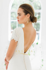 Elegant Scoop Cap Sleeves Mermaid Wedding Dresses