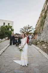 Sheath Cap Sleeves Simple Wedding Dresses