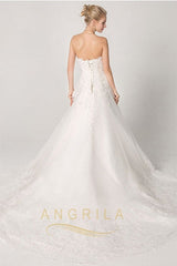 A-line Strapless Sweetheart Lace Applique Bridal Wedding Dresses