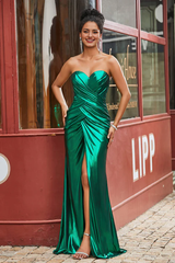 Aimishang Elegant Sweetheart Prom Dresses Pleated Sheath Gown With Slit