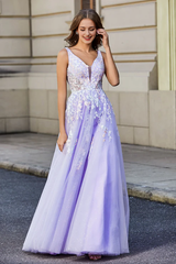 Aimishang Evening Dress Elegant Plunging V-neck Prom Dresses Tulle Long Gown