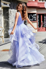 Aimishang Elegant Prom Dresses Ruched Ruffle Long Tulle Ball Gown Evening Dress