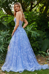 Aimishang Elegant Prom Dresses See-through Butterfly Applique Sweep Train Gown With Slit