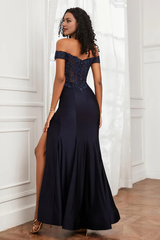 Aimishang Elegant Rhinestone Prom Dresses Off-the-Shoulder Mermaid Evening Dress
