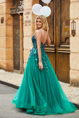 Aimishang Fashion Prom Dresses Plunging V-neck Evening Dress Sparkle Sequins A-Line Tulle Dress