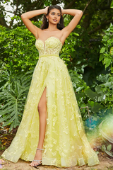 Aimishang Fashion Evening Dress Sweetheart Lace Applique A-Line Dress With Slit Prom Dresses