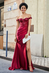 Aimishang Fashion Evening Dress Pleated Stretch Corset Bodice Satin Gown Prom Dresses