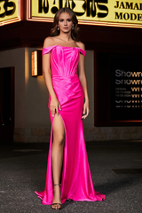 Aimishang Fashion Evening Dress Off Shoulder High Slit Sheath Gown Prom Dresses