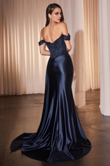 Aimishang Fashion Prom Dresses Applique Off Shoulder Slit Gown Evening Dress