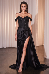 Aimishang Fashion Prom Dresses Applique Off Shoulder Slit Gown Evening Dress