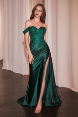 Aimishang Fashion Prom Dresses Applique Off Shoulder Slit Gown Evening Dress
