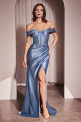 Aimishang Elegant Evening Dress Satin Fitted Off Shoulder Corset Gown Prom Dresses